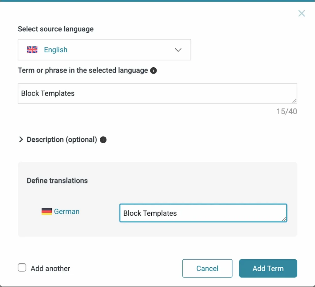 WPML Glossareintrag hinzufügen