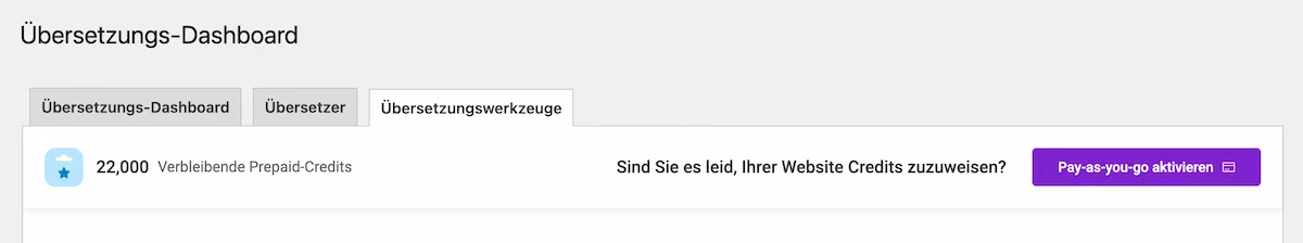 WPML Pay as you go aktivieren