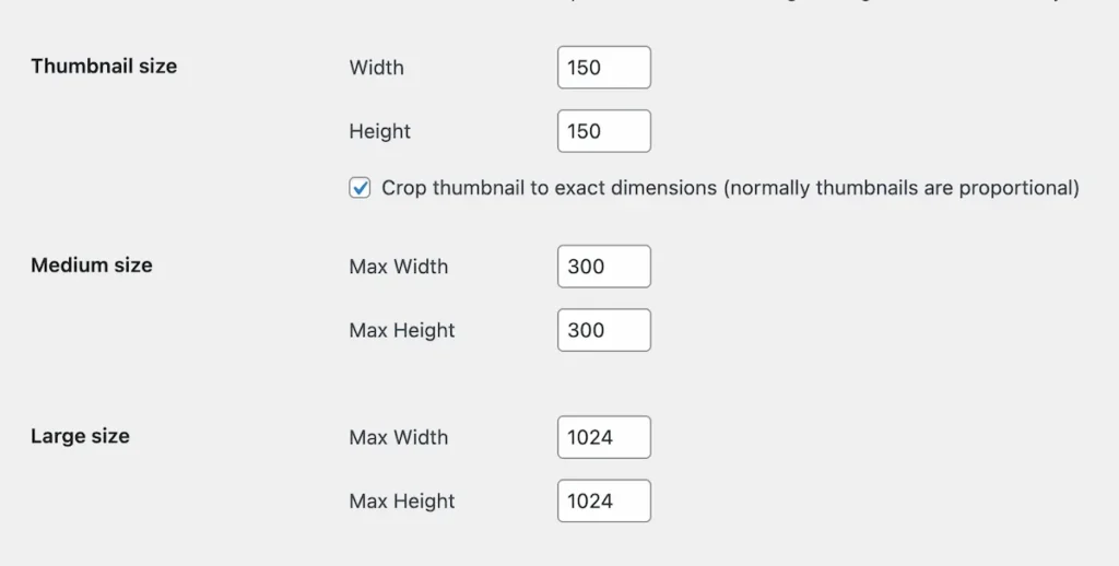 WordPress Bildgrößen